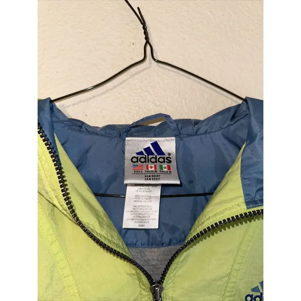 90's Vintage Adidas‎ Half Zip Sweatshirt Yellow Size Large